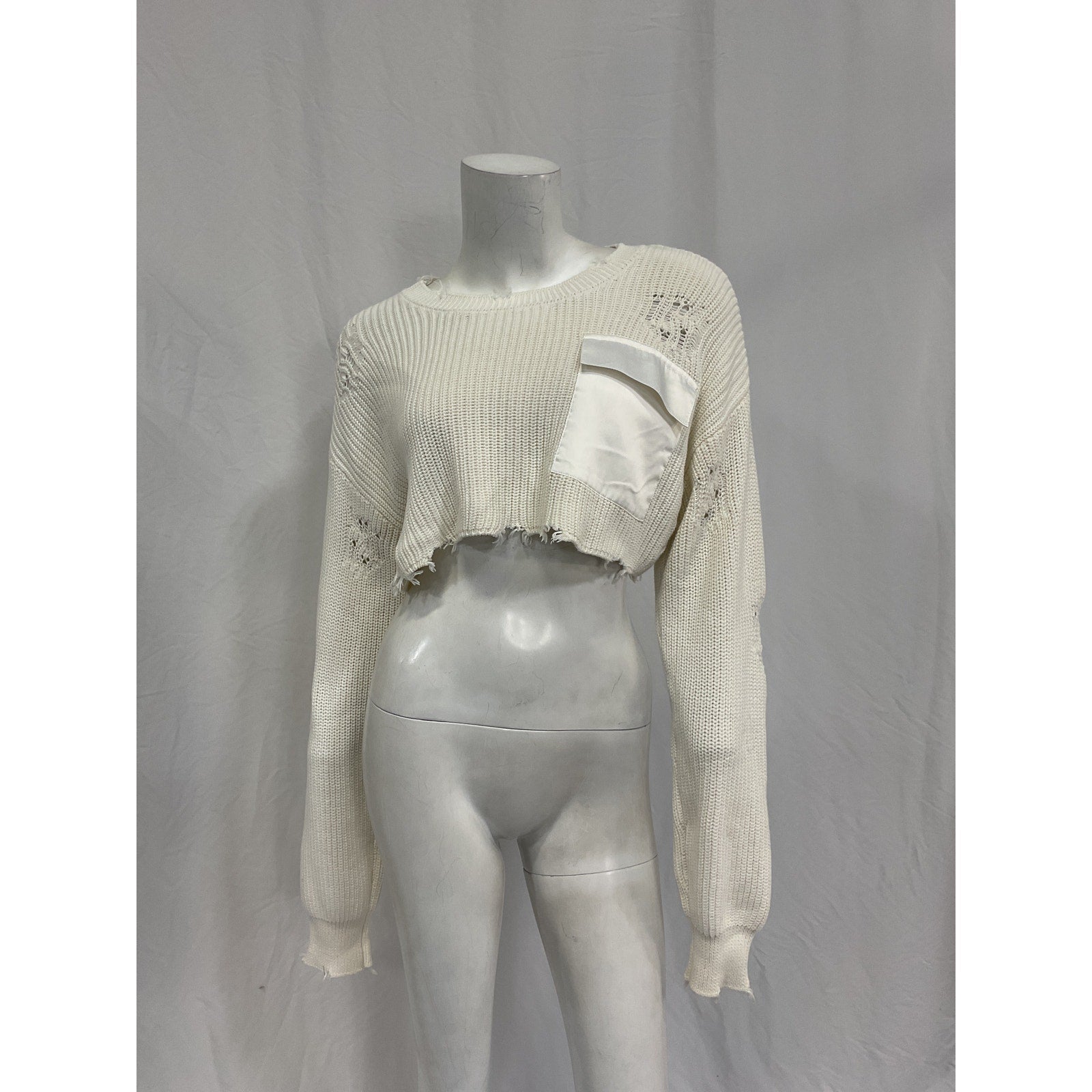 Ser.O.Ya Cropped White Cotton Devin Sweater Size S
