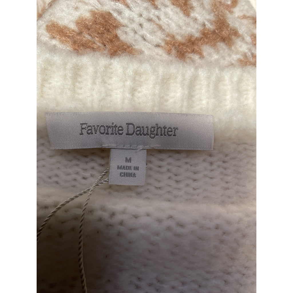 Favorite Daughter 'The Winter William' White Merino Wool Blend V Neck Sweater Size M
