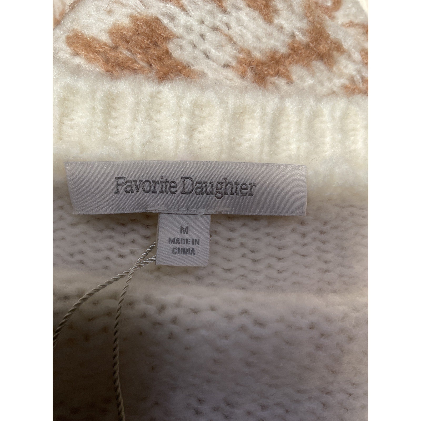 Favorite Daughter 'The Winter William' White Merino Wool Blend V Neck Sweater Size M