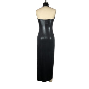 Norma Kamali Sleek Black Halter Turtle Side Slit Dress Size XS