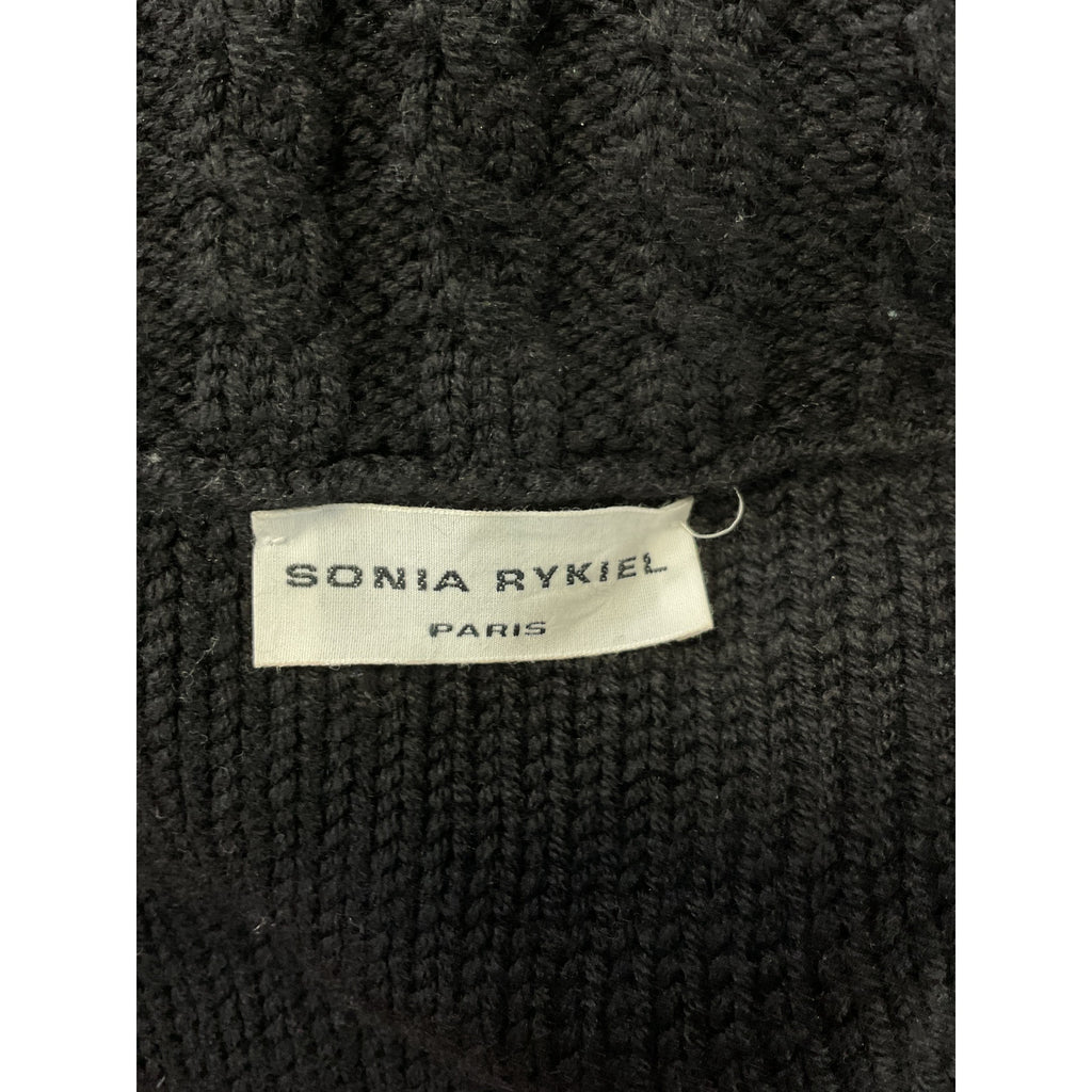 Sonia Rykiel 'Cable' Black Knit Wool Cardigan Size M
