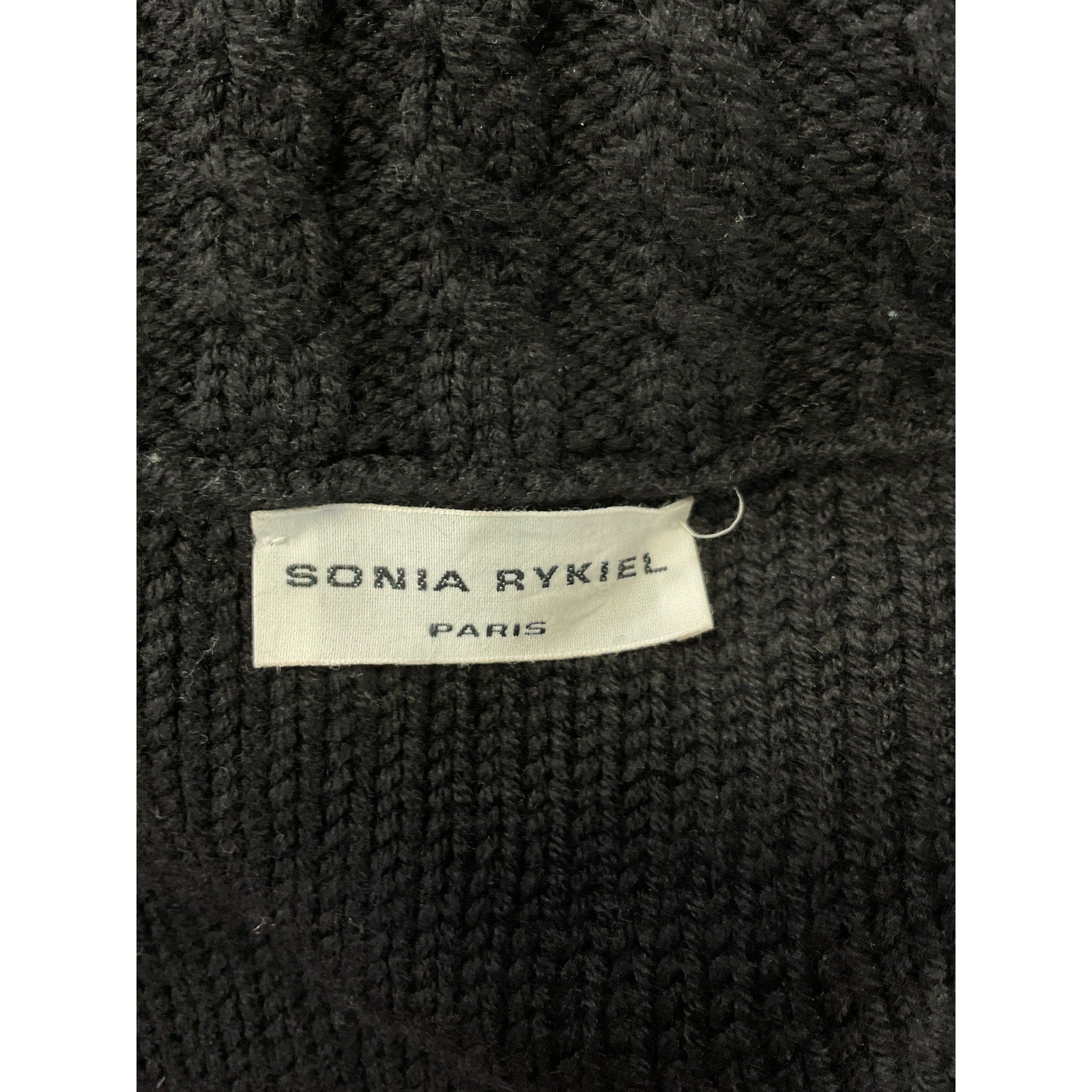 Sonia Rykiel 'Cable' Black Knit Wool Cardigan Size M