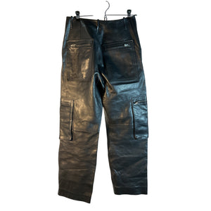 Amiri Leather Black Cargo Loose Straight Pants Size 38