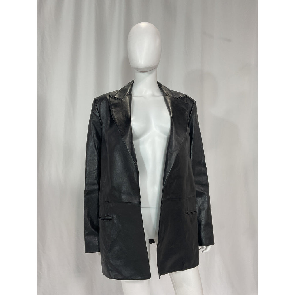Helmut Lang Black Leather Blazer Size 10