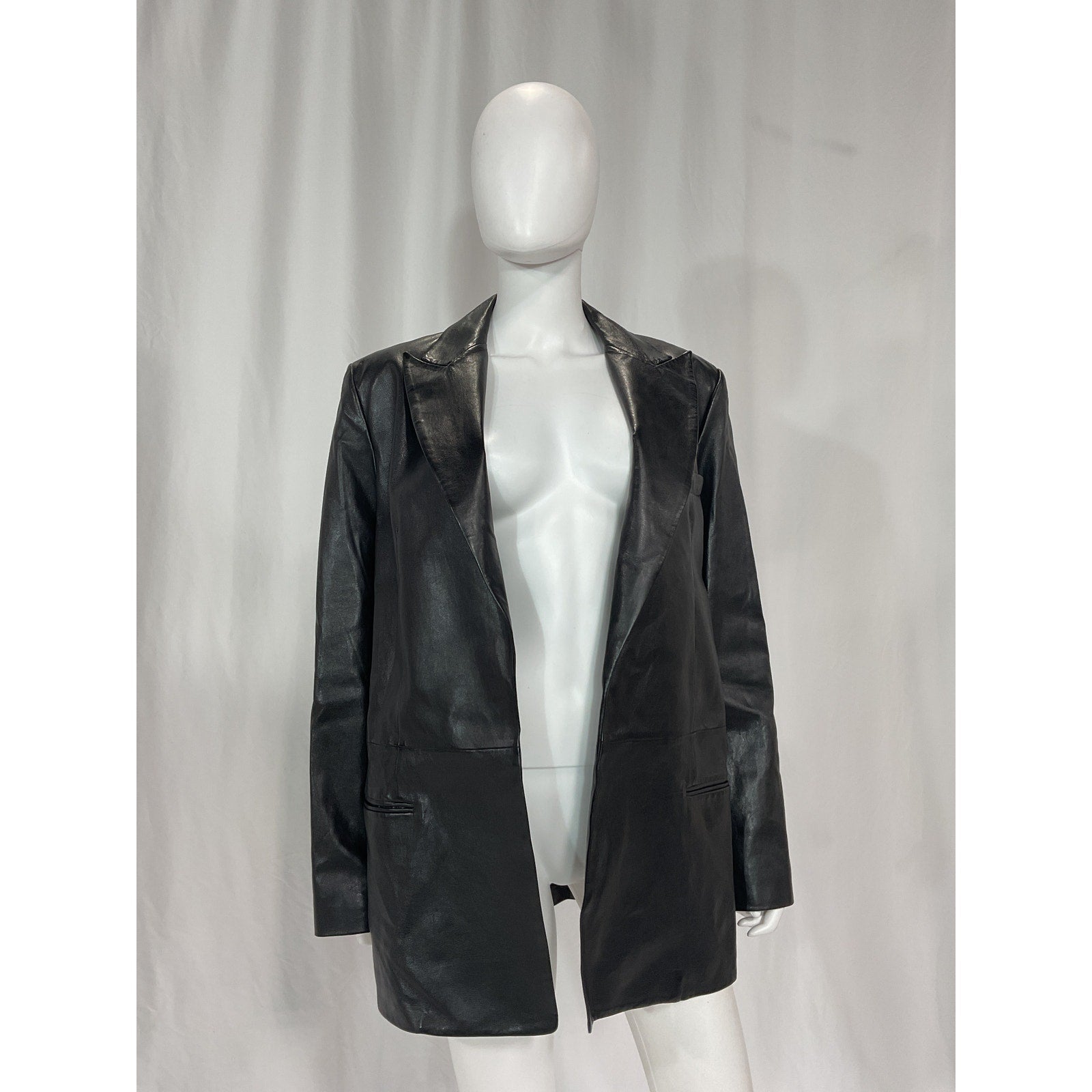 Helmut Lang Black Leather Blazer Size 10