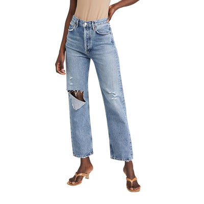 Agolde Distressed Lineup 90s Pinch Waist Denim Jeans Size 24