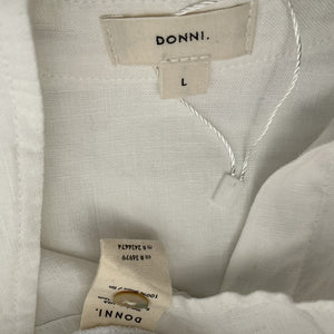 Donni. Classic White Linen Relaxed Button Down Shirt Size L