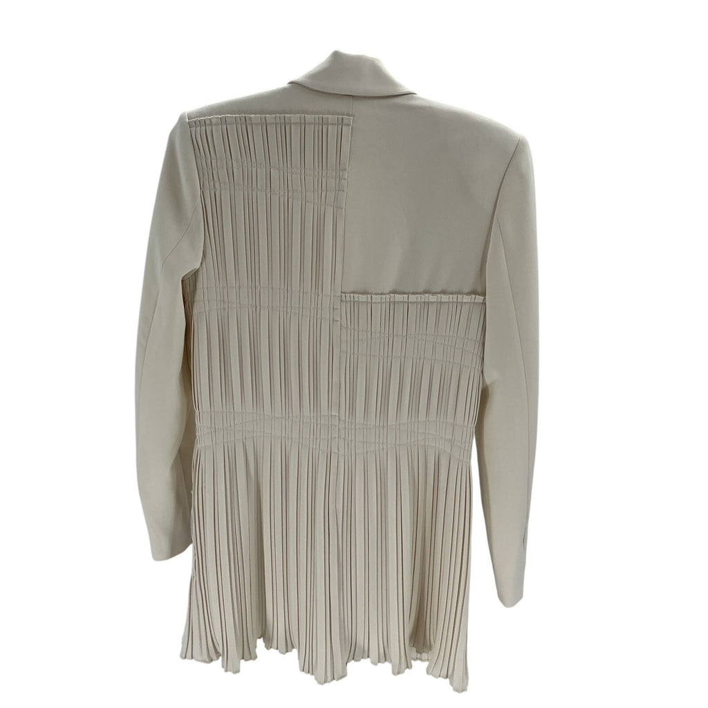 Jonathan Simkhai 'Lizzie Sartorial' Beige Polyester Pleated Crepe Blazer Size 4