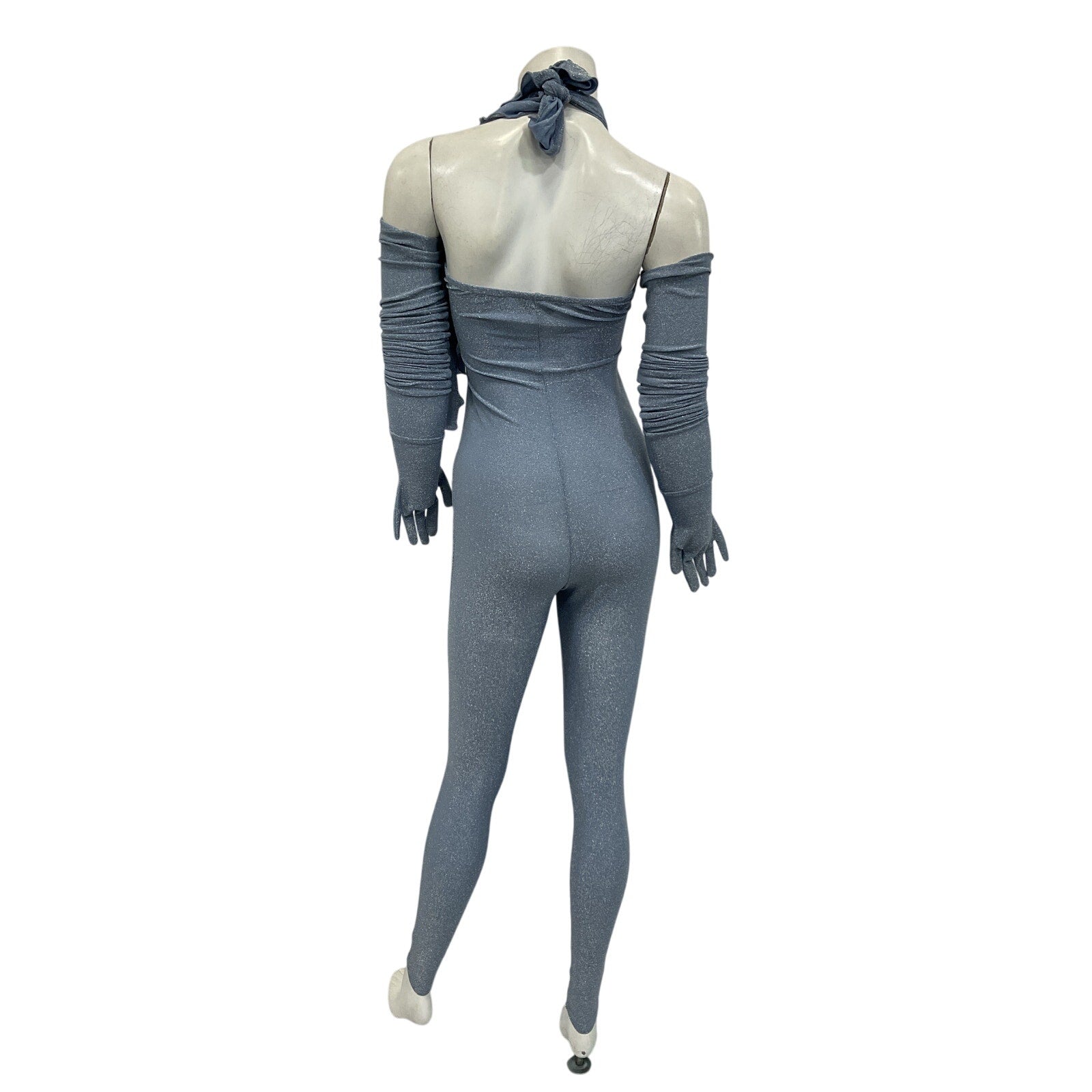 Kim Shui Glitter Blue Rayon Wrap Jumpsuit Size S