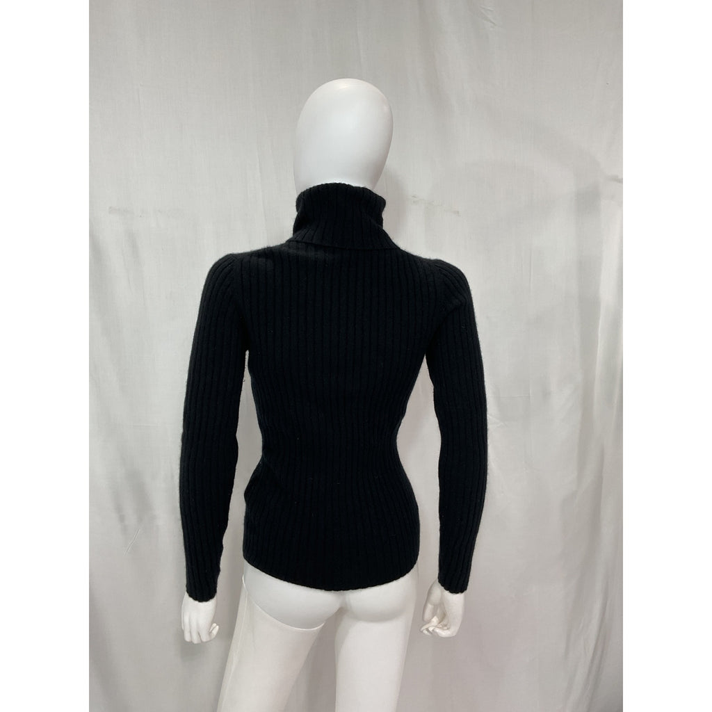Allude 'Ribbed-Knit' Black Cashmere Jumper Size S