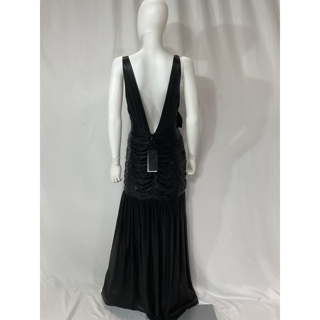 Retrofete 'Elsa' Black Plisse Satin Dress Size XXL - NWT