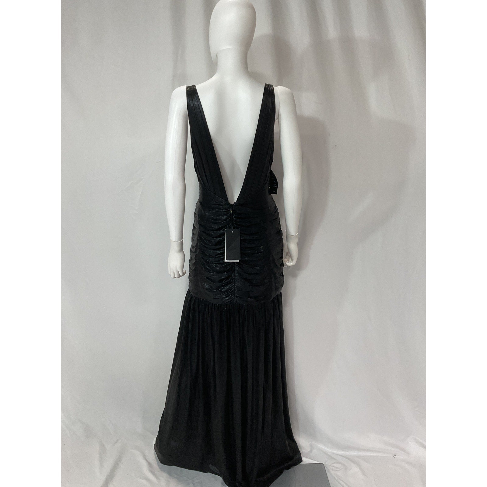 Retrofete 'Elsa' Black Plisse Satin Dress Size XXL - NWT