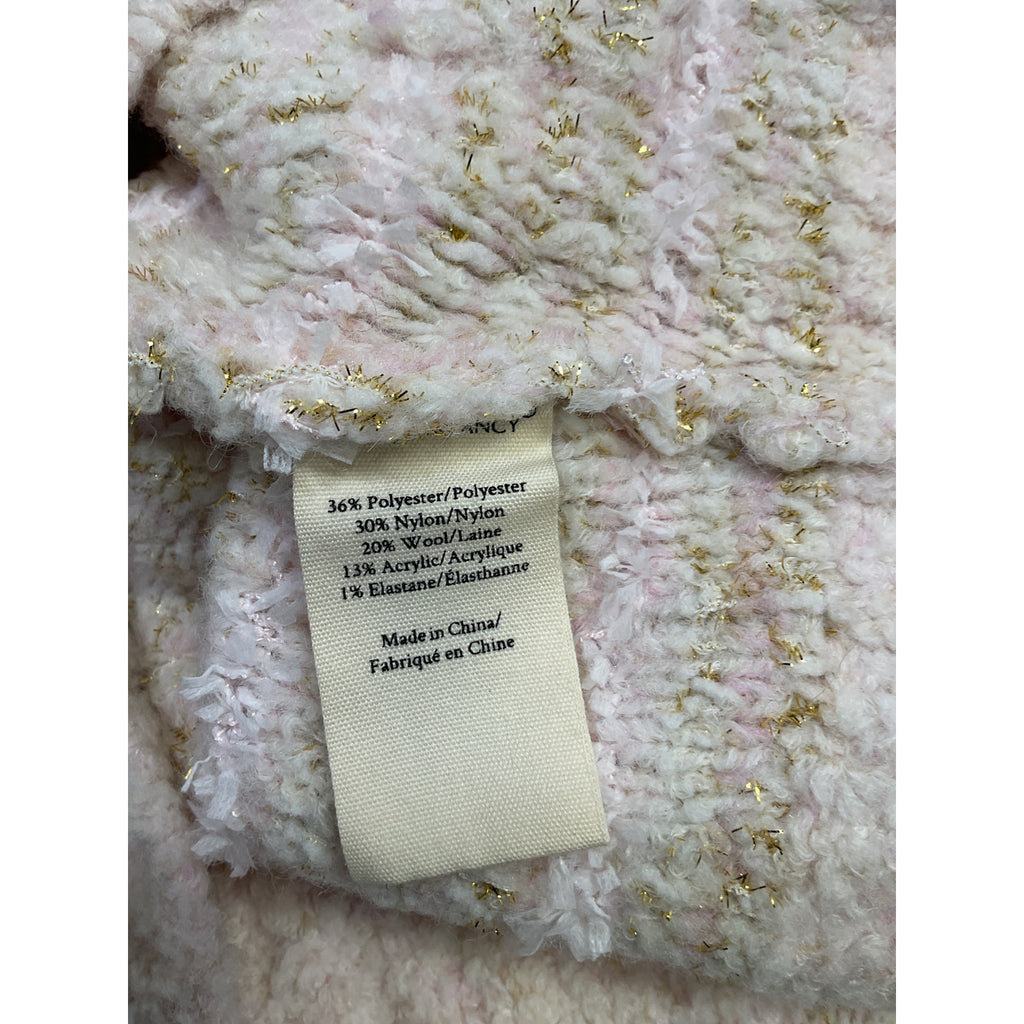 Loveshackfancy 'Saxson' Pink Polyester Tweed Cardigan Size XS