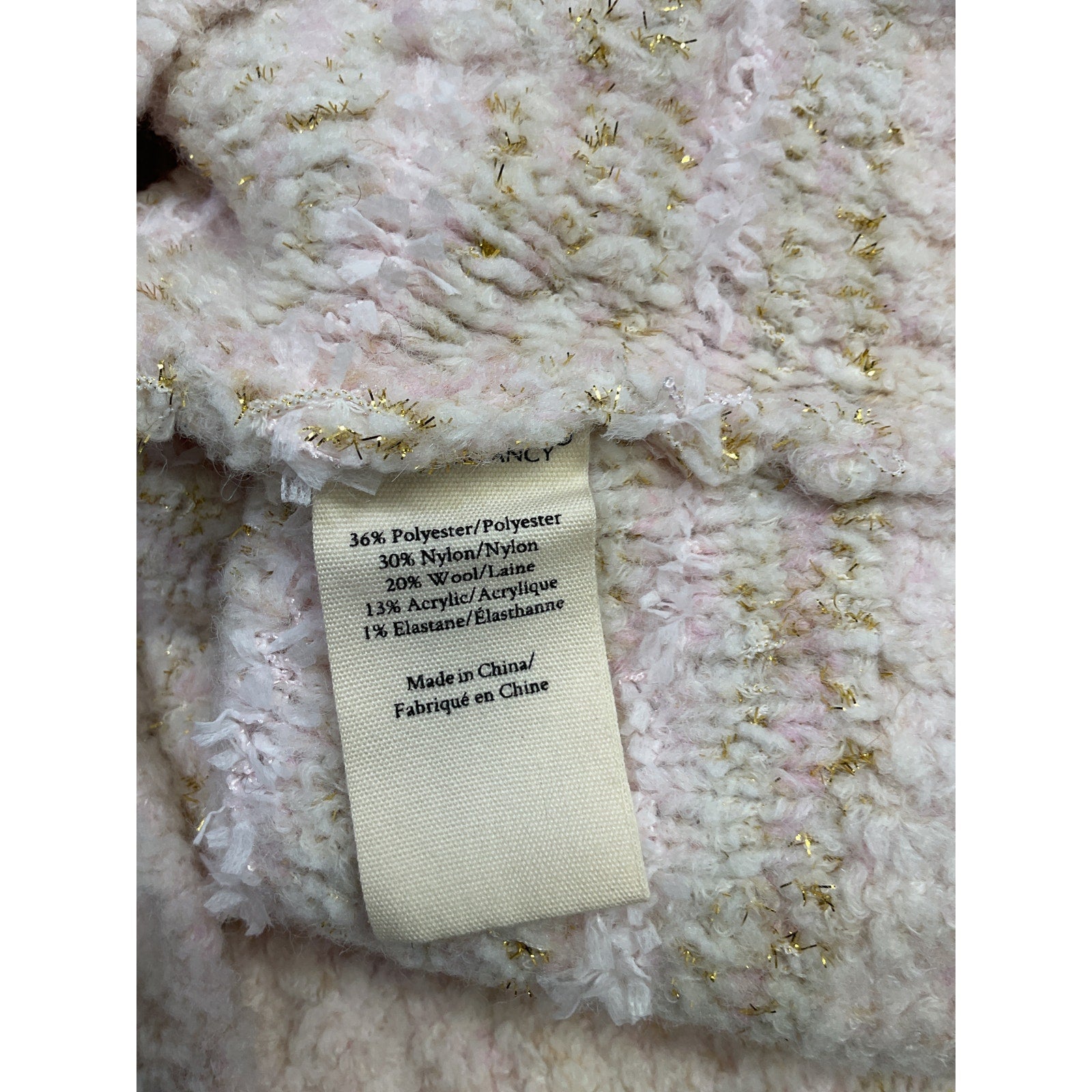 Loveshackfancy 'Saxson' Pink Polyester Tweed Cardigan Size XS
