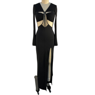 Nensi Dojaka Sleek Black Draped Bra Cutout Dress Size S
