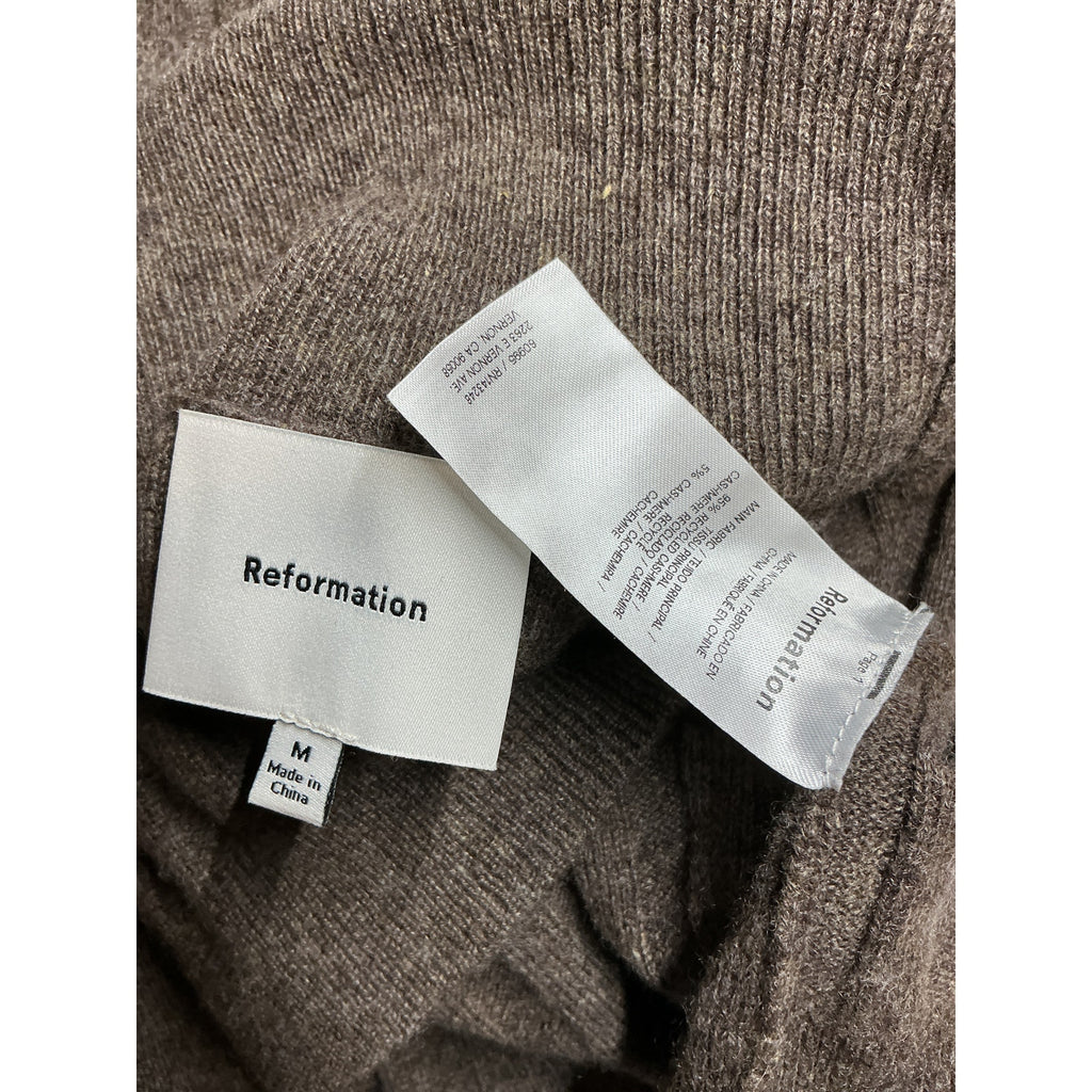 Reformation 'Rowyn' Brown Cashmere Turtleneck Tank Size M