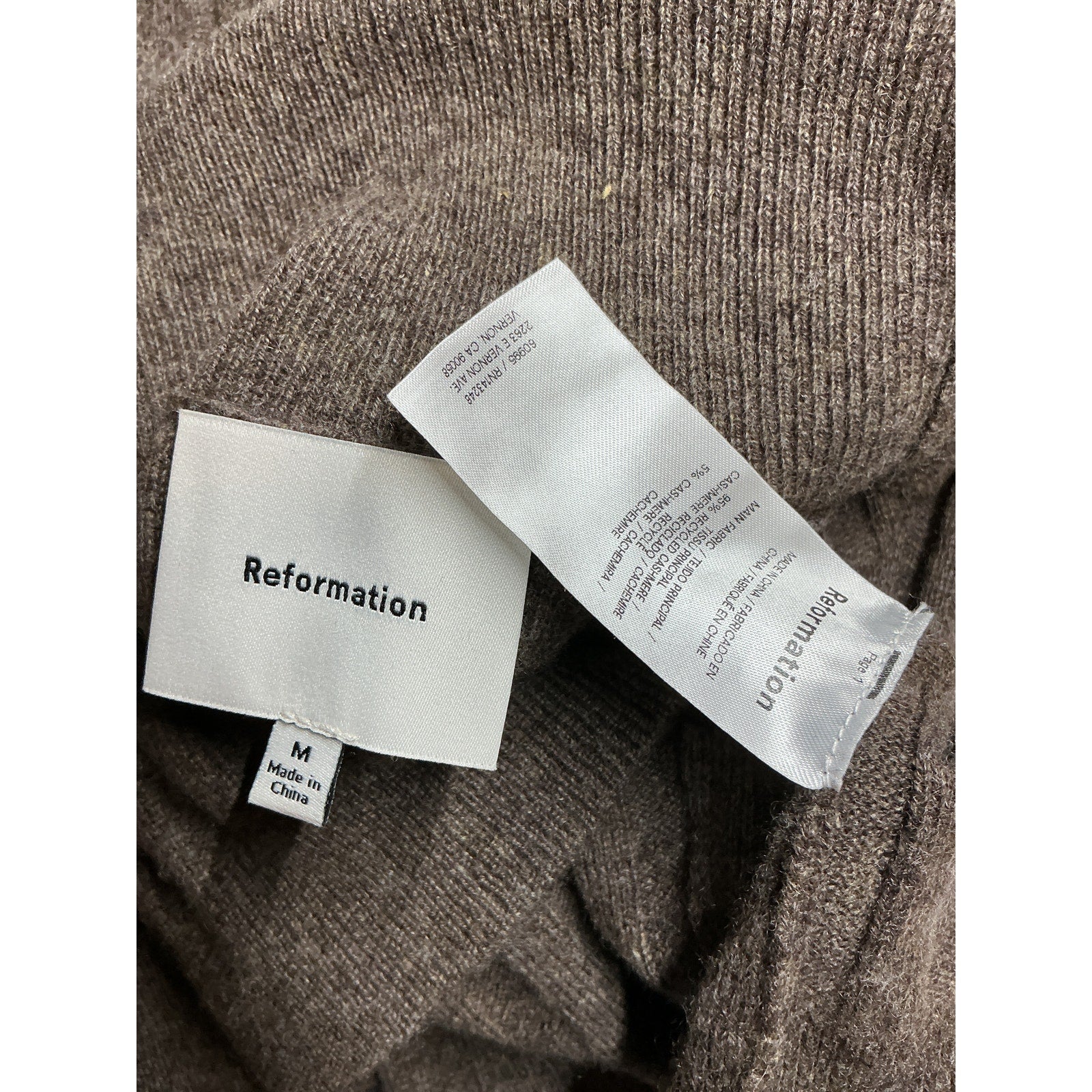 Reformation 'Rowyn' Brown Cashmere Turtleneck Tank Size M