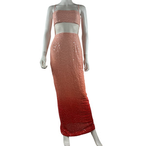 Sau Lee Sequined Ombre Coral Talia Dress Size 2