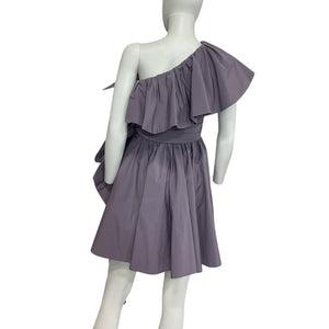 Valentino Elegant Lilac One Shoulder Ruffled Faille Mini Dress Size IT 38