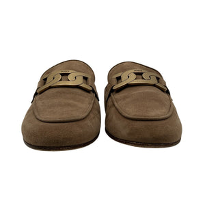 Tod's Suede Tan Chain Link Slippers Size 38.5 EU / 8.5 US