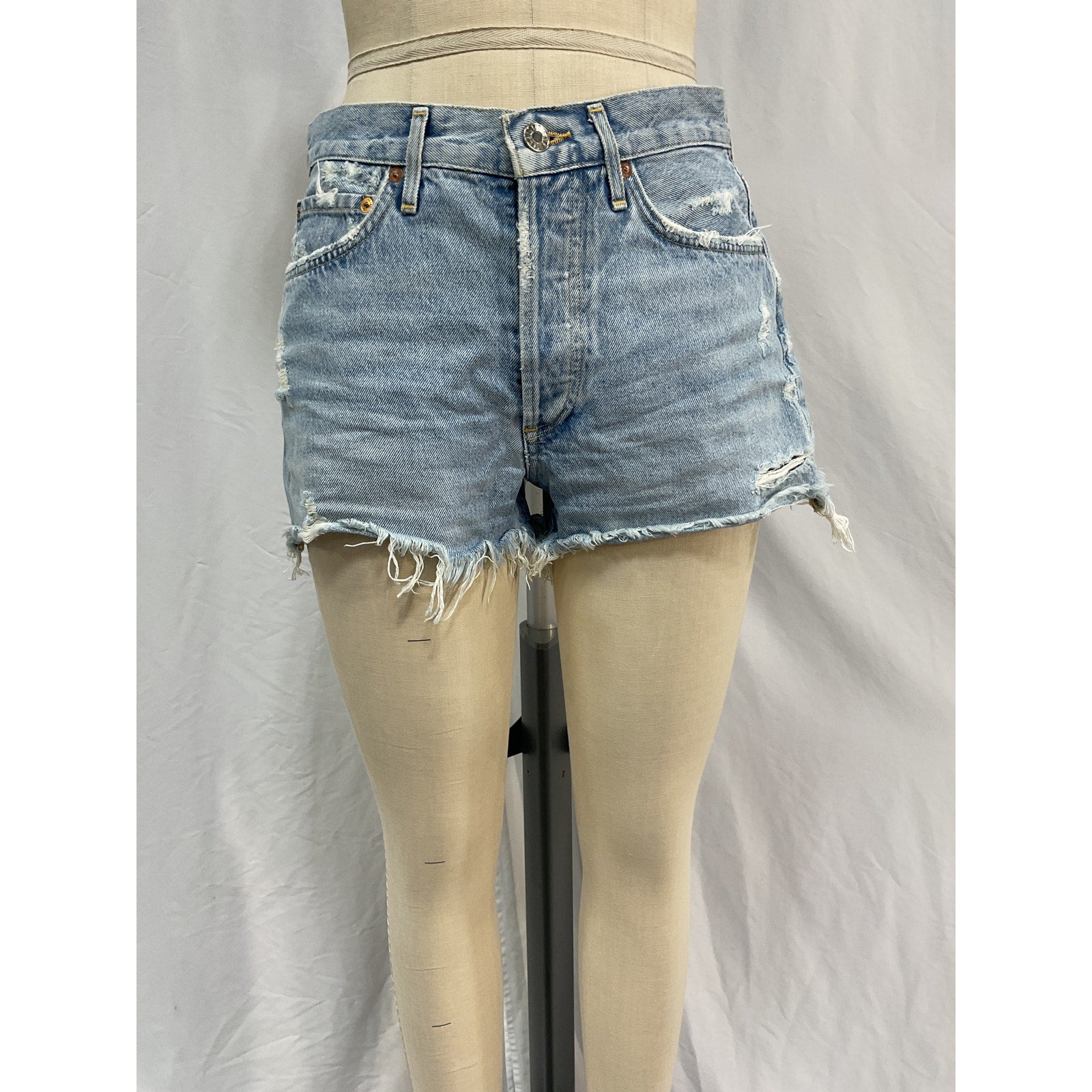 Agolde Parker 'Vintage' Blue Cotton Cut Off Short Size 26