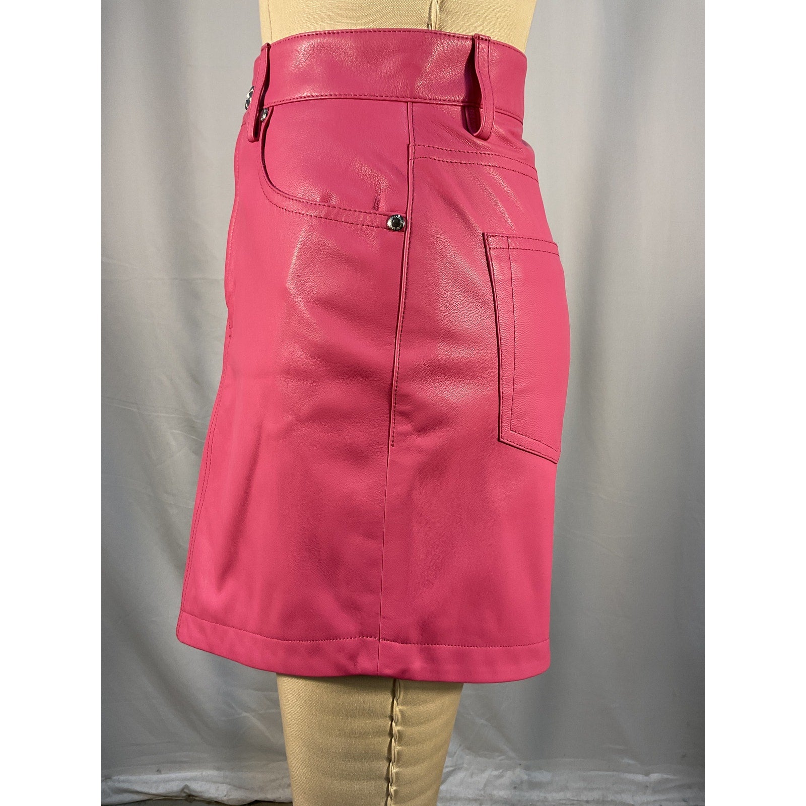 Alexandre Vauthier Pink Leather Skirt Size 36