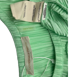Loveshackfancy Pleated Green Carleen Mini Dress Size 2