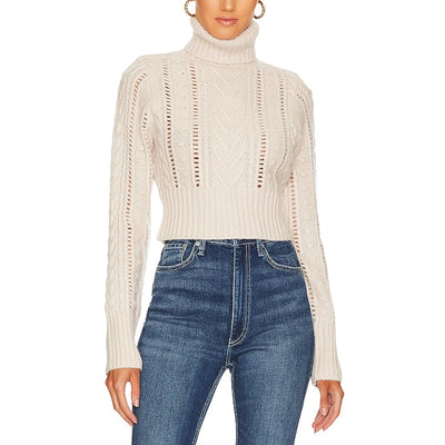 Rag And Bone Cable Knit Beige Elizabeth Turtleneck Sweater Size S