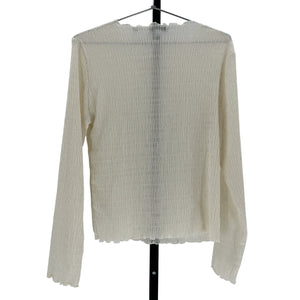 Vince Beige Polyester Long Sleeve Smocked Top Size L