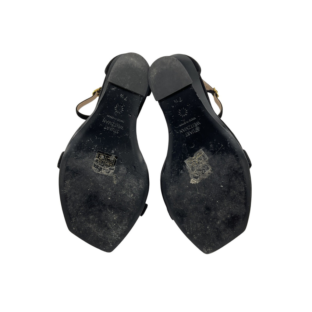 Stuart Weitzman 'Nudistrebel' Black Suede Sandal Size 7.5