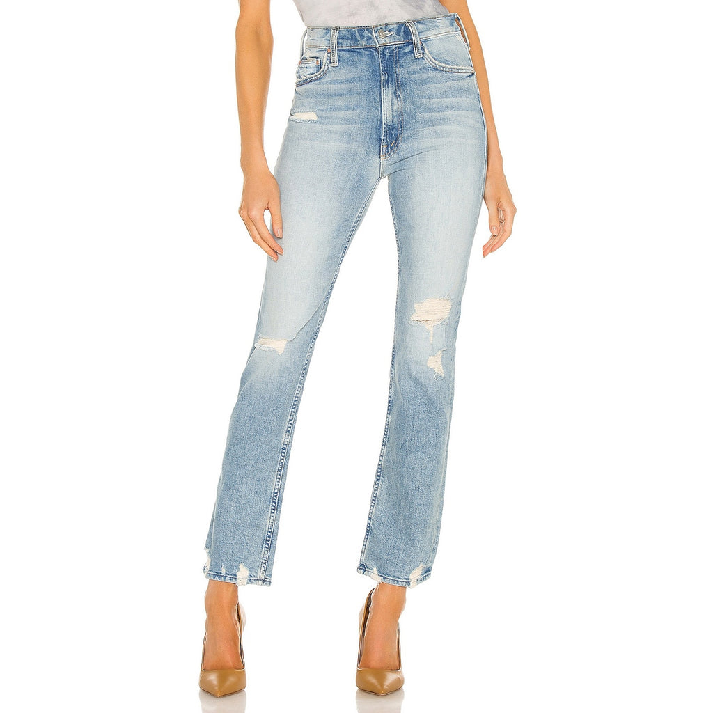Mother Blue Cotton High Waisted Rider Skimp Jean Size 28