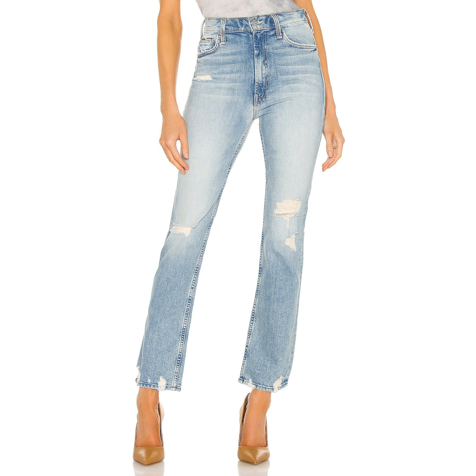 Mother Blue Cotton High Waisted Rider Skimp Jean Size 28