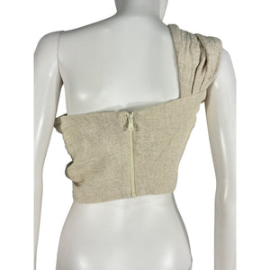 Just Bee Queen Asymmetric Tan Sol Top Blouse Size M