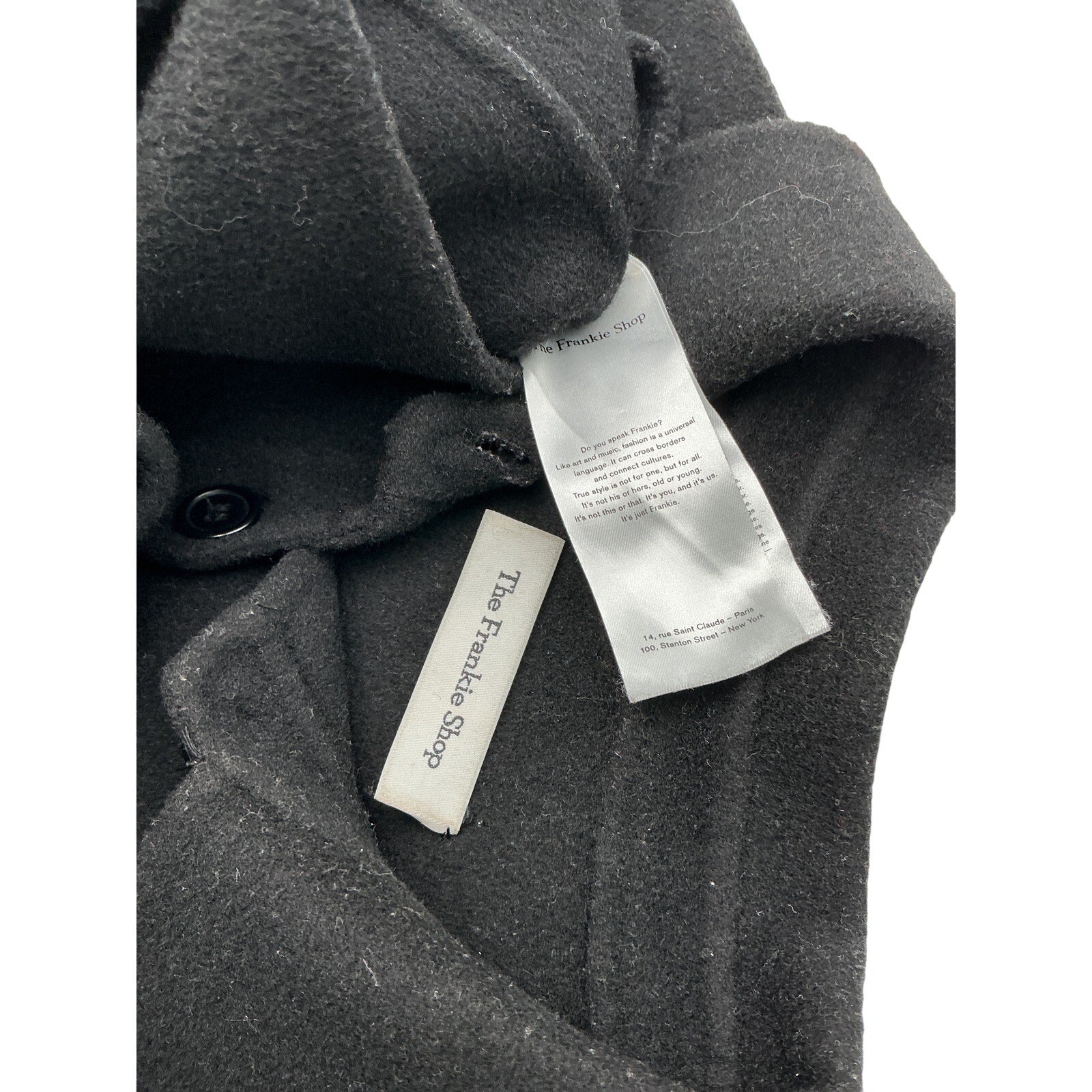 The Frankie Shop 'Dallas' Black Wool Overshirt Size L