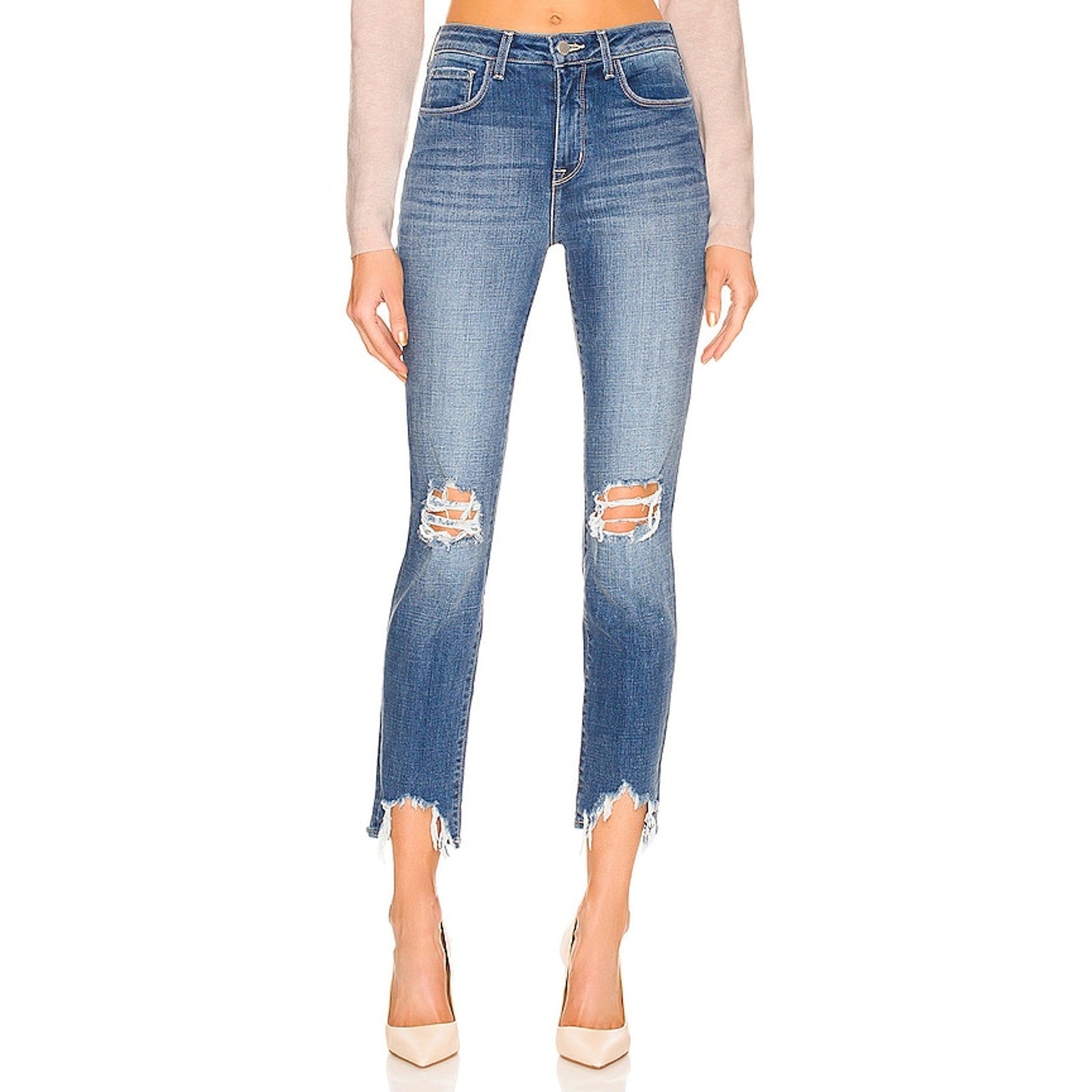 L'Agence High Line Blue High Rise Skinny Dest Jean Size 30