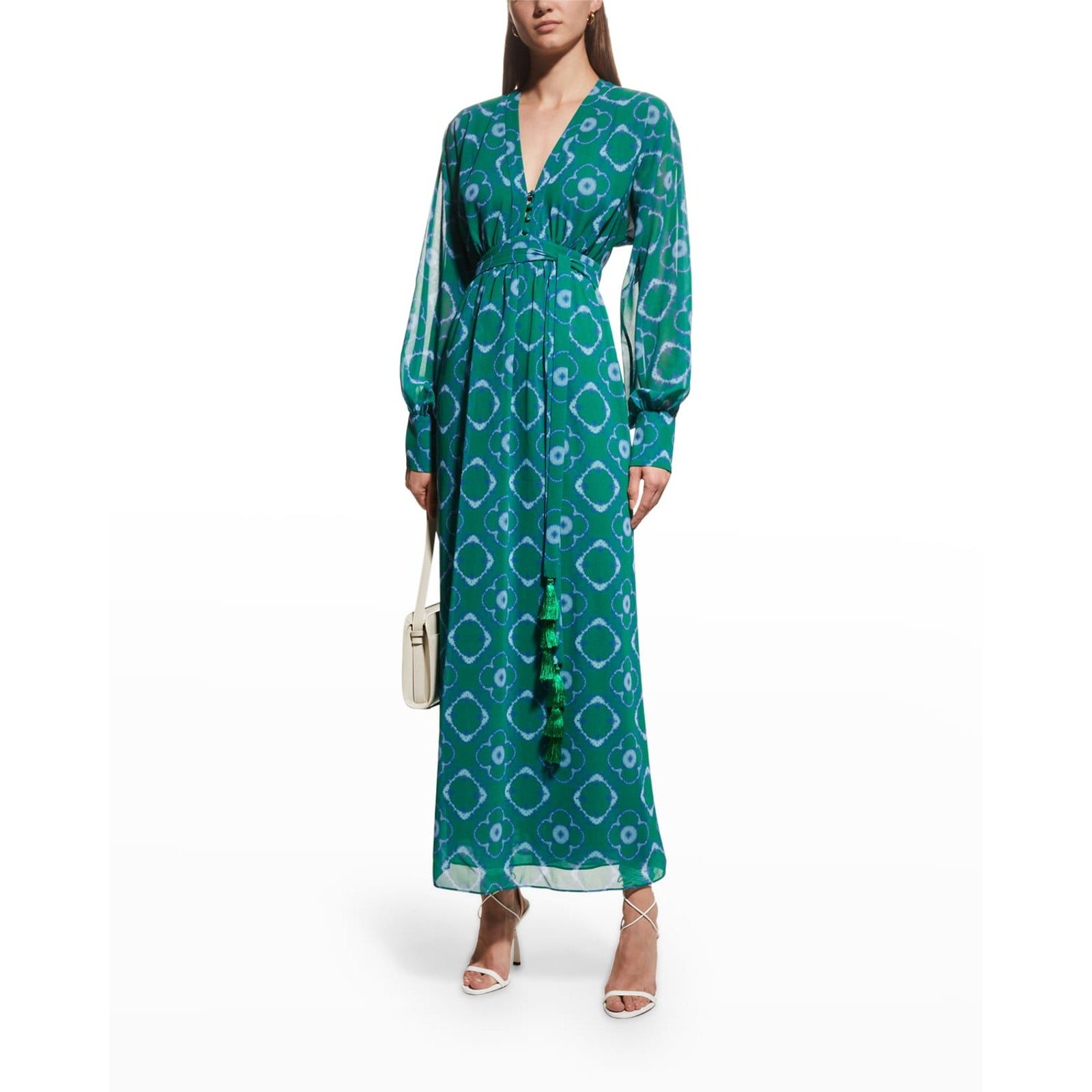 Neiman Marcus 'Alexis Skarla' Green V Neck Dress Size S - NWT