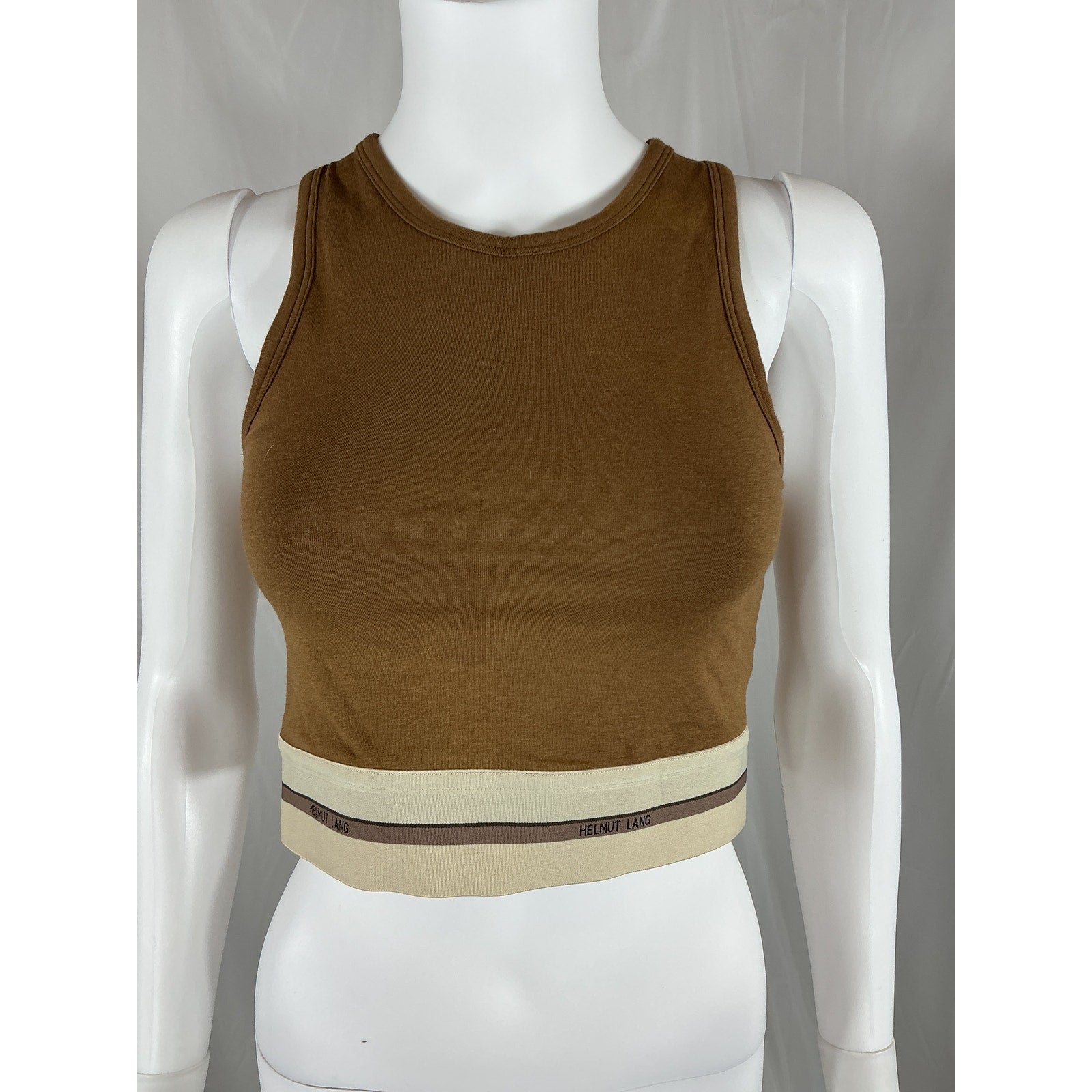 Helmut Lang Cropped Brown Cotton Tank Top Size M
