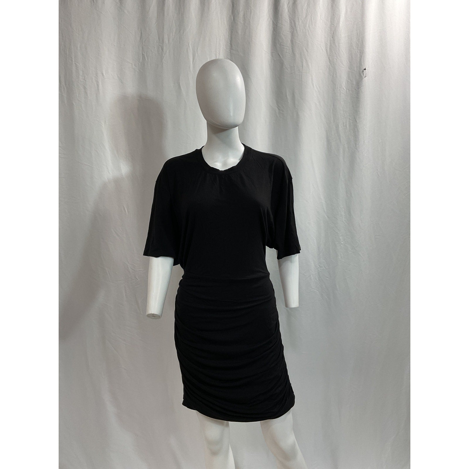 Atm Anthony 'Thomas' Black Melillo Matte Jersey Short Sleeve Ruched Mini Dress Size XL