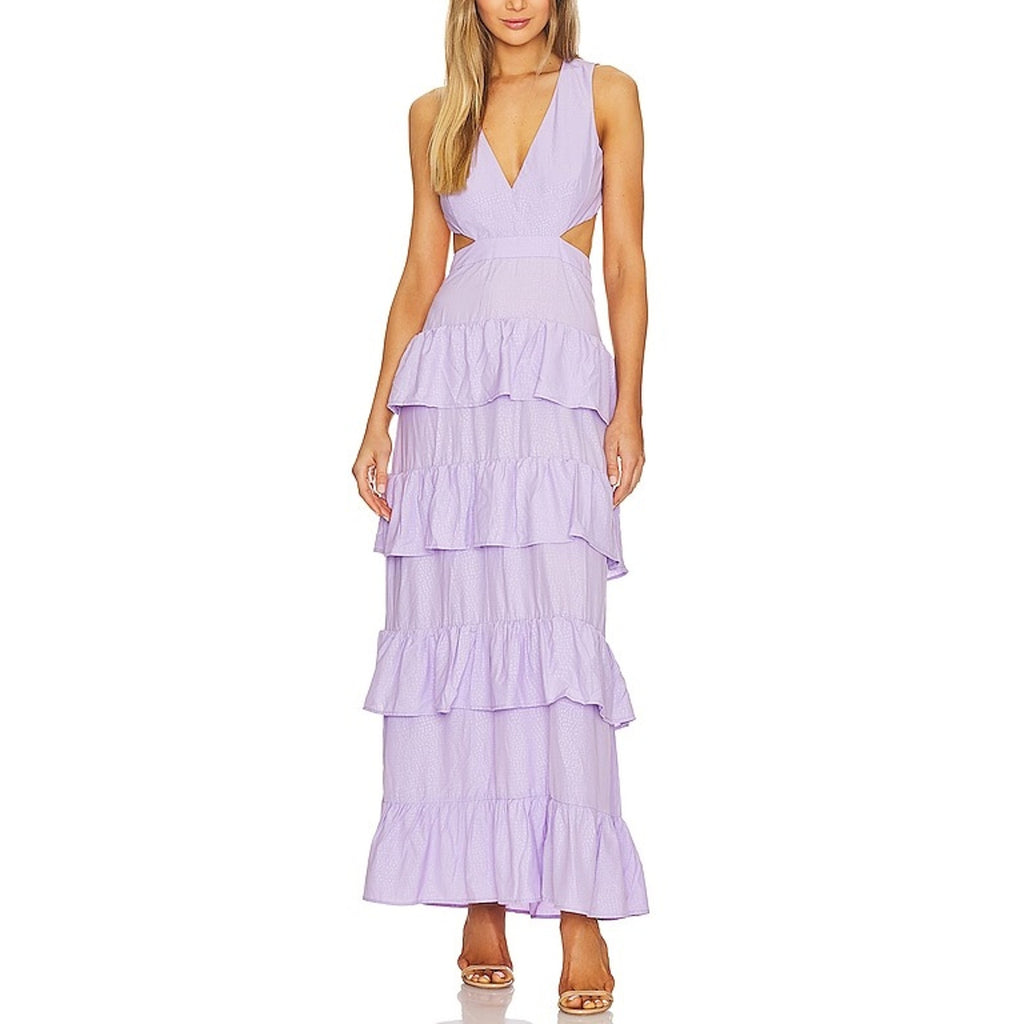 Line & Dot 'Christy' Purple Polyester Maxi Dress Size L