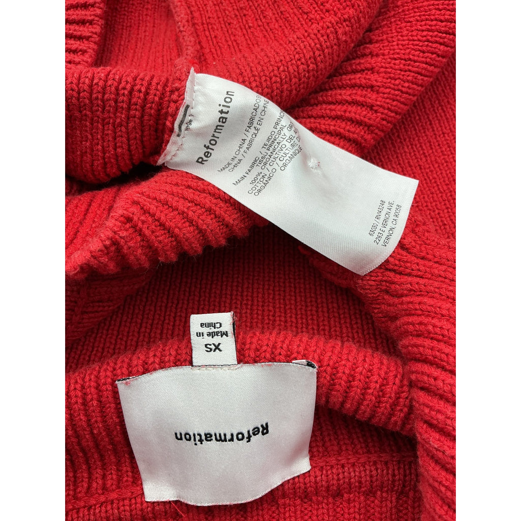 Reformation 'Brooklyn' Red Cotton Polo Sweater Size XS