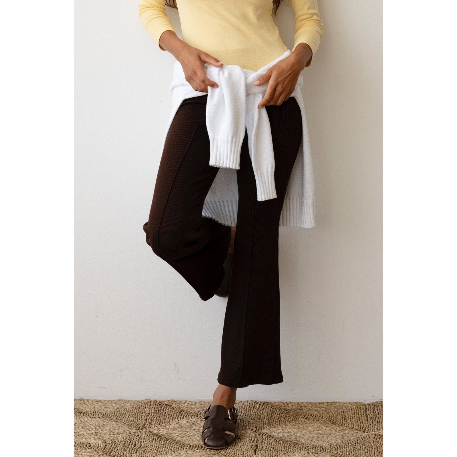 Donni. The Rib Brown Cotton Kick Flare Size XXL