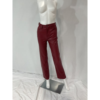 Pistola 'Cassie' Red Fax Leather Super High Rise Straight Pant Size 24