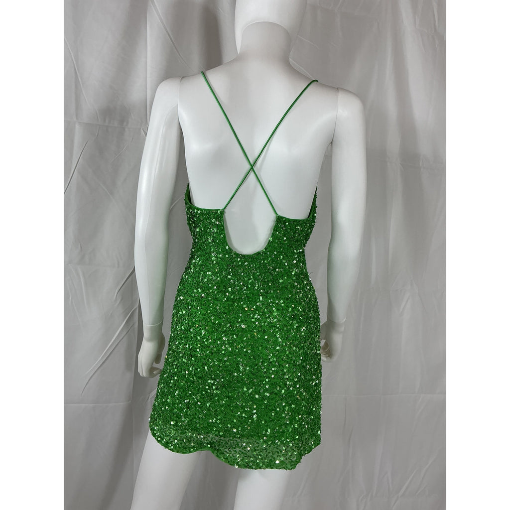Retrofete 'Mich' Green Crystal Sequin Embellished Dress Size XS