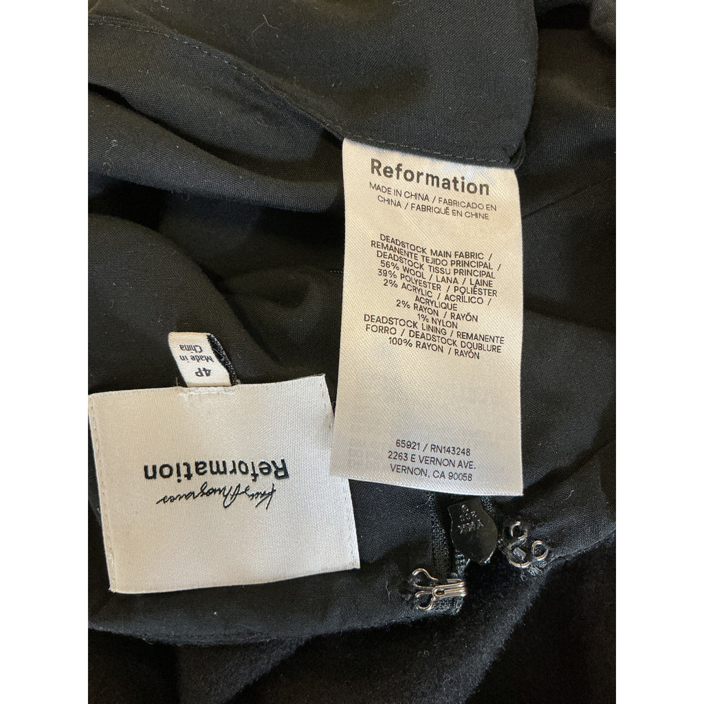 Reformation 'Petites' Black Polyester Buxton Skirt Size 4