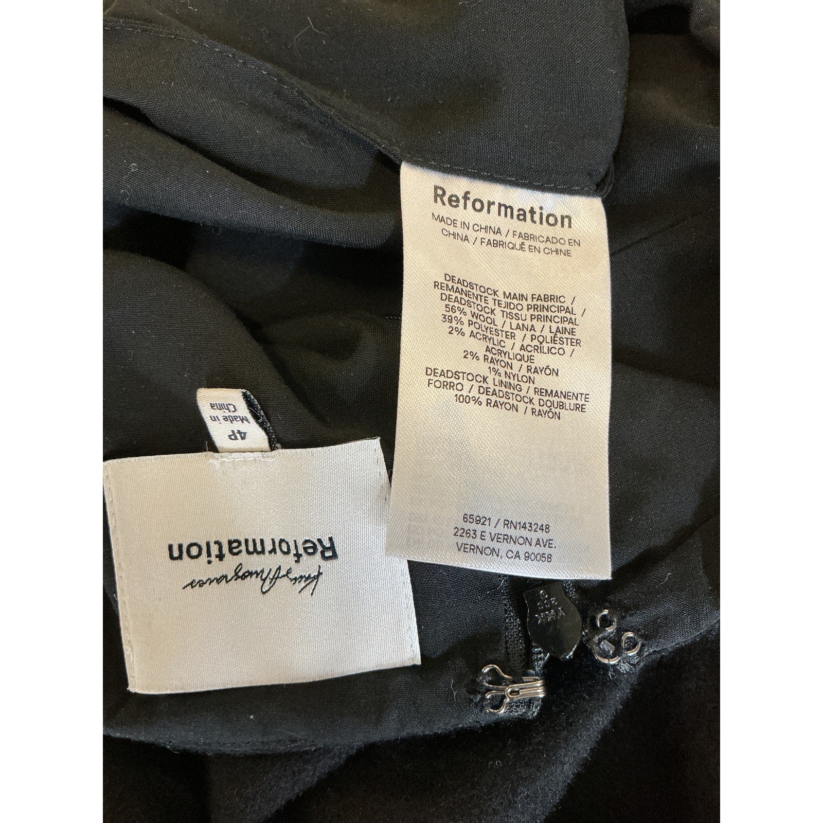 Reformation 'Petites' Black Polyester Buxton Skirt Size 4