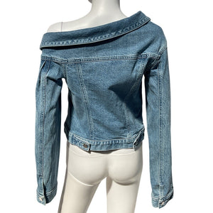 Rta Off Shoulder Natural Blue Rebecca Jacket Size M