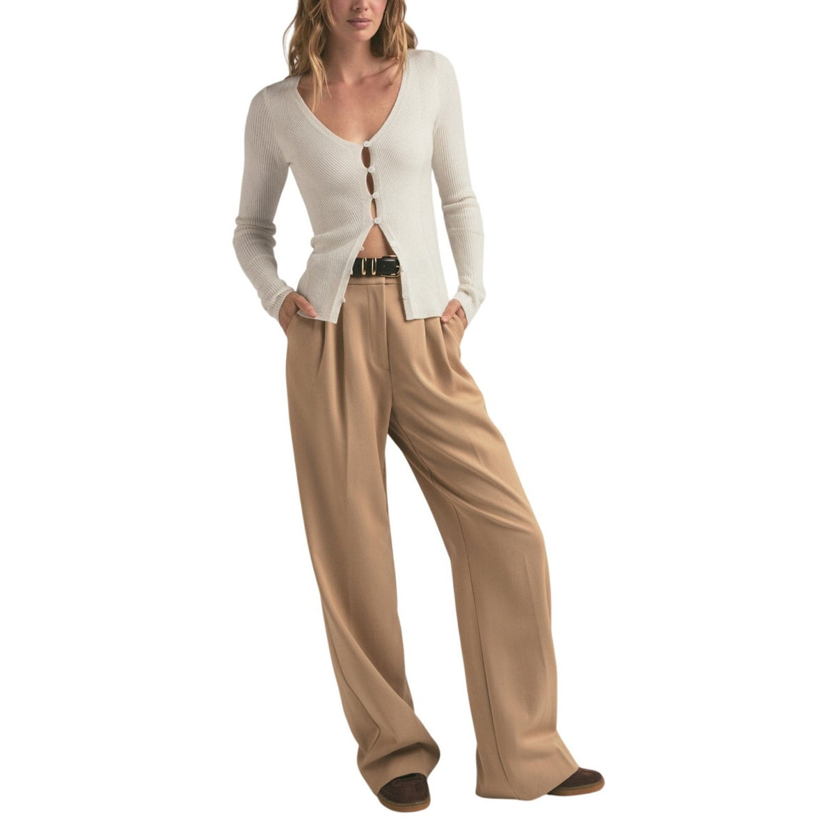 Favorite Daughter Pleated Tan Classic Trousers Size 4