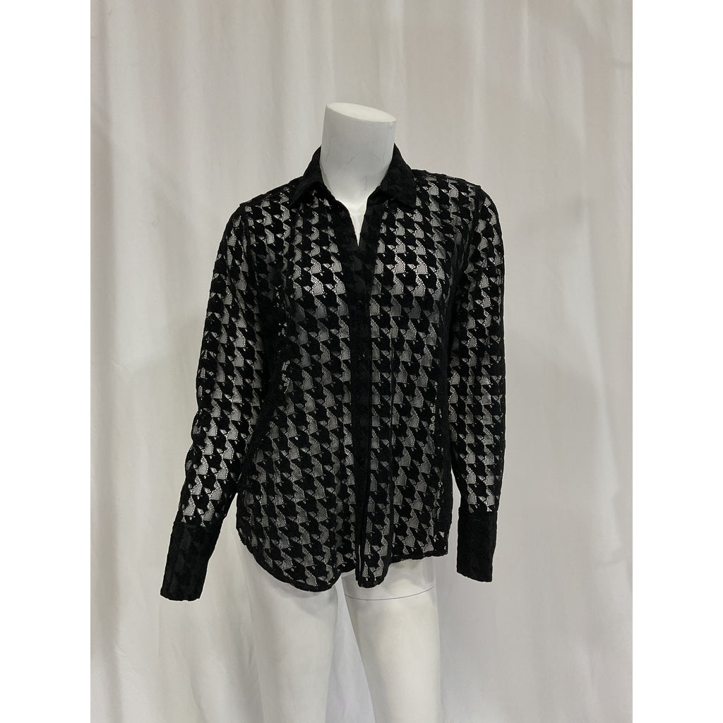 L'Agence 'Hailey' Black Tall Cuff Shirt Size XS