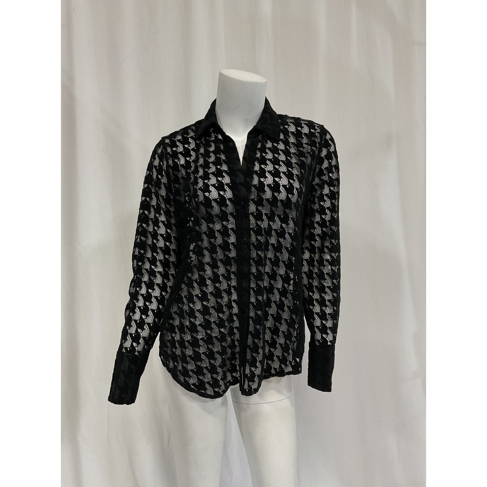 L'Agence 'Hailey' Black Tall Cuff Shirt Size XS