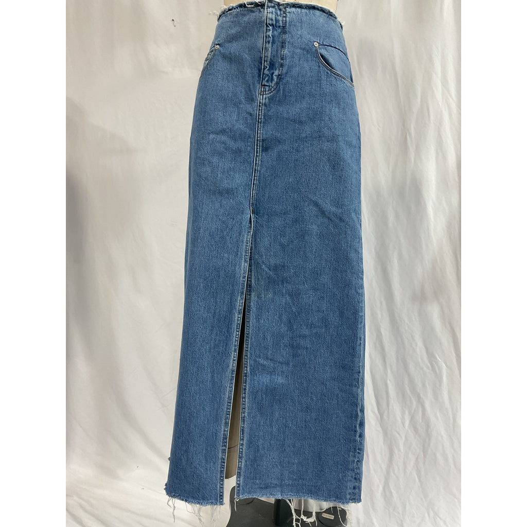 Frame Cut Off Waist Blue Denim Jean Maxi Skirt Size 29